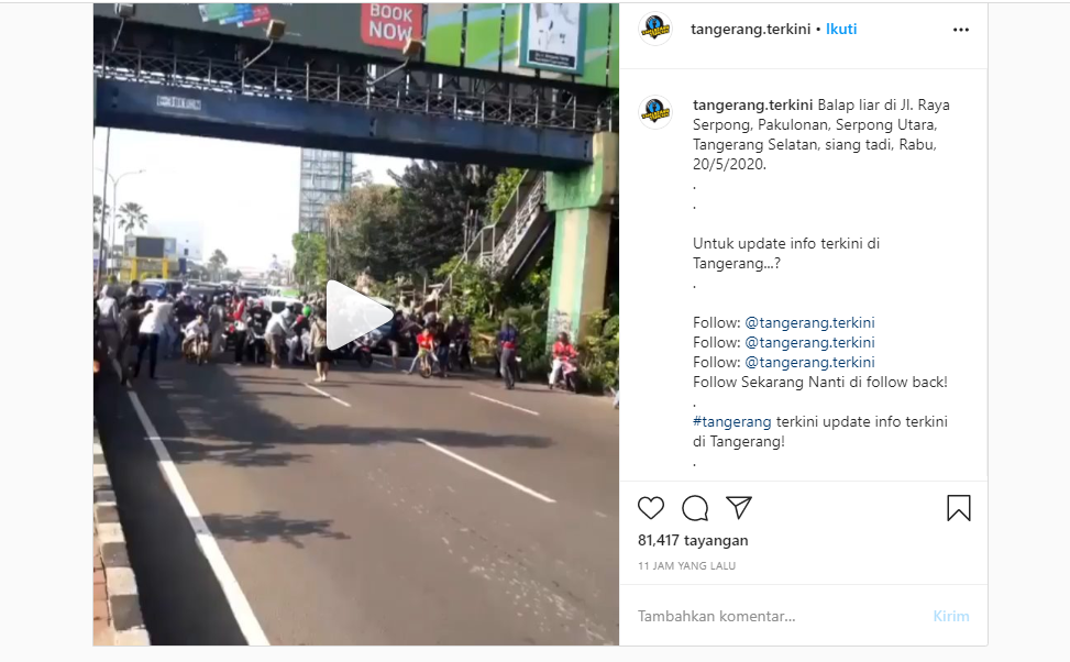 Waduh! Sekelompok Remaja di Serpong Malah Balap Liar di Siang Hari di Serpong