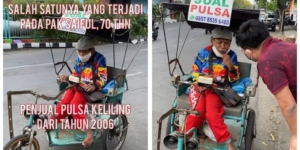 Haru, Perjuangan Pria Penyandang Difabel di Surabaya, Jual Pulsa Keliling dengan Sepeda