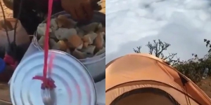 Viral Pedagang Bakso Tusuk Jualan  di Puncak Gunung Cikuray Garut 