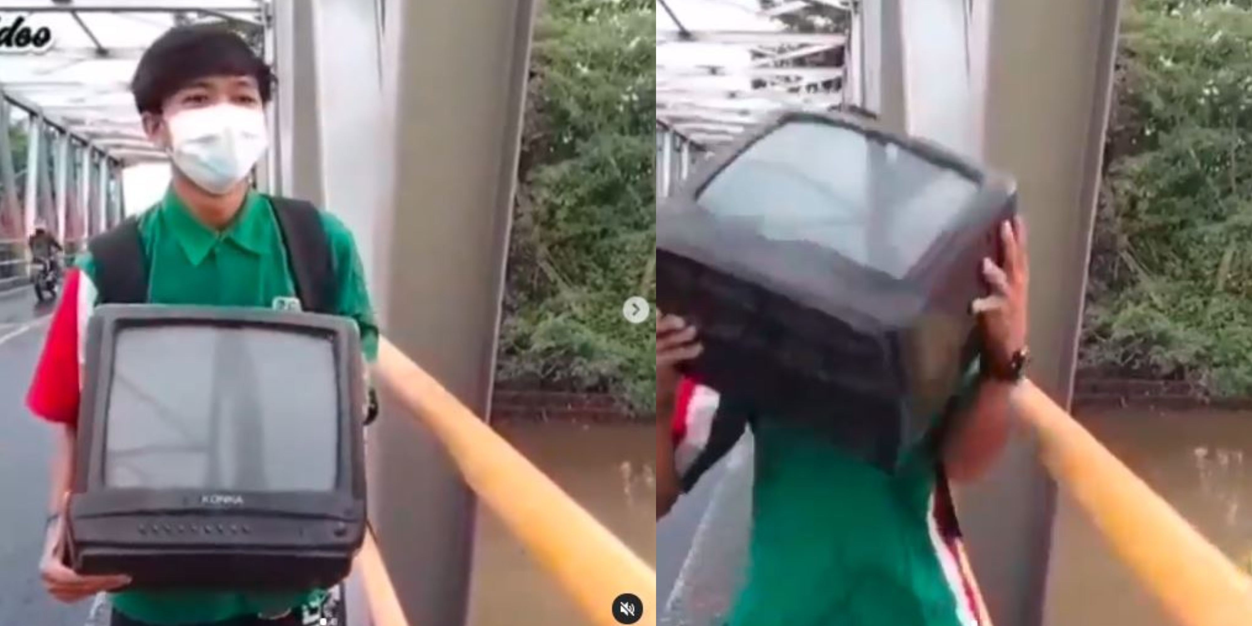 Lempar TV Rusak ke Sungai, Netizen Ngamuk Sebab Bisa Berakibat Banjir  
