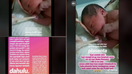 Video Viral Bayi Baru Lahir Pegang Tali Pusarnya Sendiri