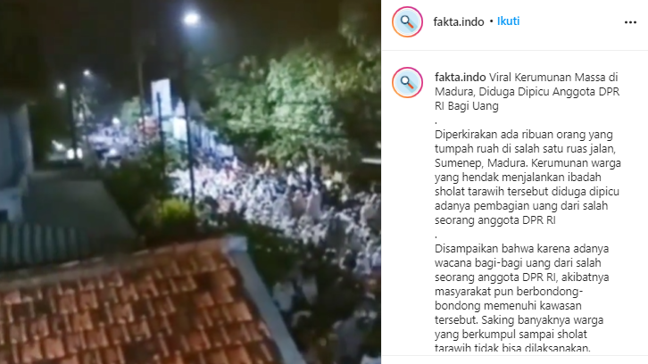 Diduga Ada Bagi-bagi Uang Anggota DPR, Warga Madura Tumpah Ruah saat Tarawih