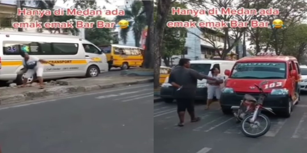 Viral Video Seorang Ibu Lempar Angkot dengan Batu di Medan, Netizen: Orang Medan Gak Ada Lawan