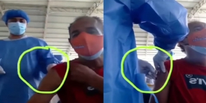 Viral Video Petugas Penyuntik Vaksin COVID-19 Hanya Tancapkan Jarum Suntik ke Warga