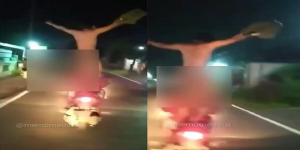 Heboh, Video Seorang Pria Telanjang Bulat Konvoi di Atas Motor di Klaten
