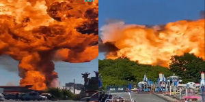 Ngeri! Ini Video Detik-detik Pom Bensin yang Meledak yang Apinya Tampak Berkobar Besar