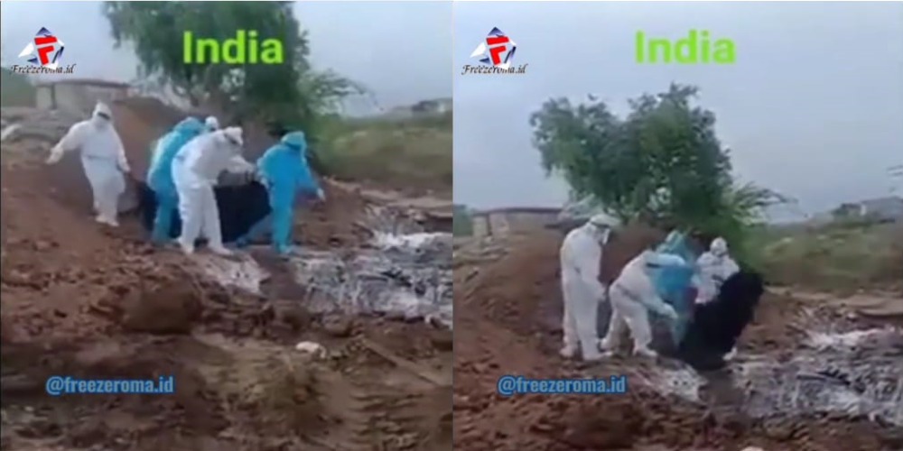 Jenazah Covid-19 Dibuang ke Satu Lobang di India Viral di Media Sosial, Ini Videonya
