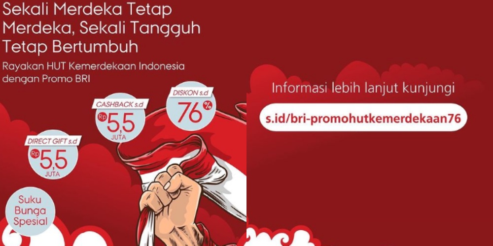 Deretan Promo BRI di Hari Kemerdekaan ke-76 yang Wajib Kamu Tahu, Syarat dan Ketentuannya Gampang Banget