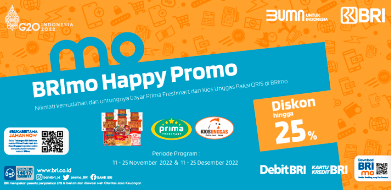 Happy Promo BRImo di Prima Fresmart, Belanja Kebutuhan Bulanan Diskon hingga 25 Persen 
