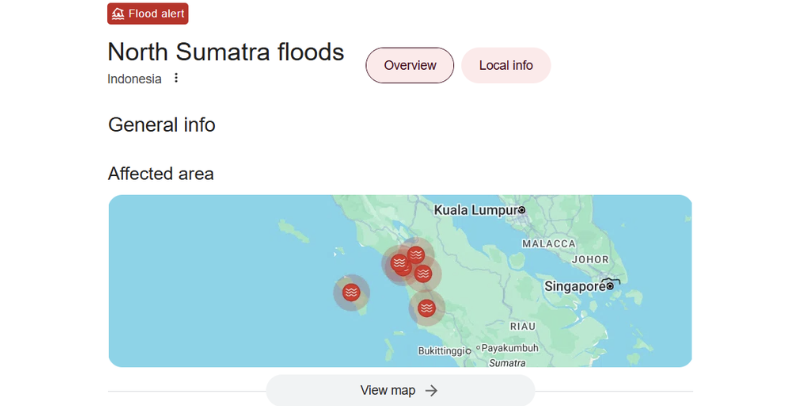 Google Tampilkan Peringatan Darurat Banjir untuk Sumatera Utara